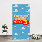Lofaris Cartoon Who Is 3 Clouds Happy Birthday Rectangle Backdrop